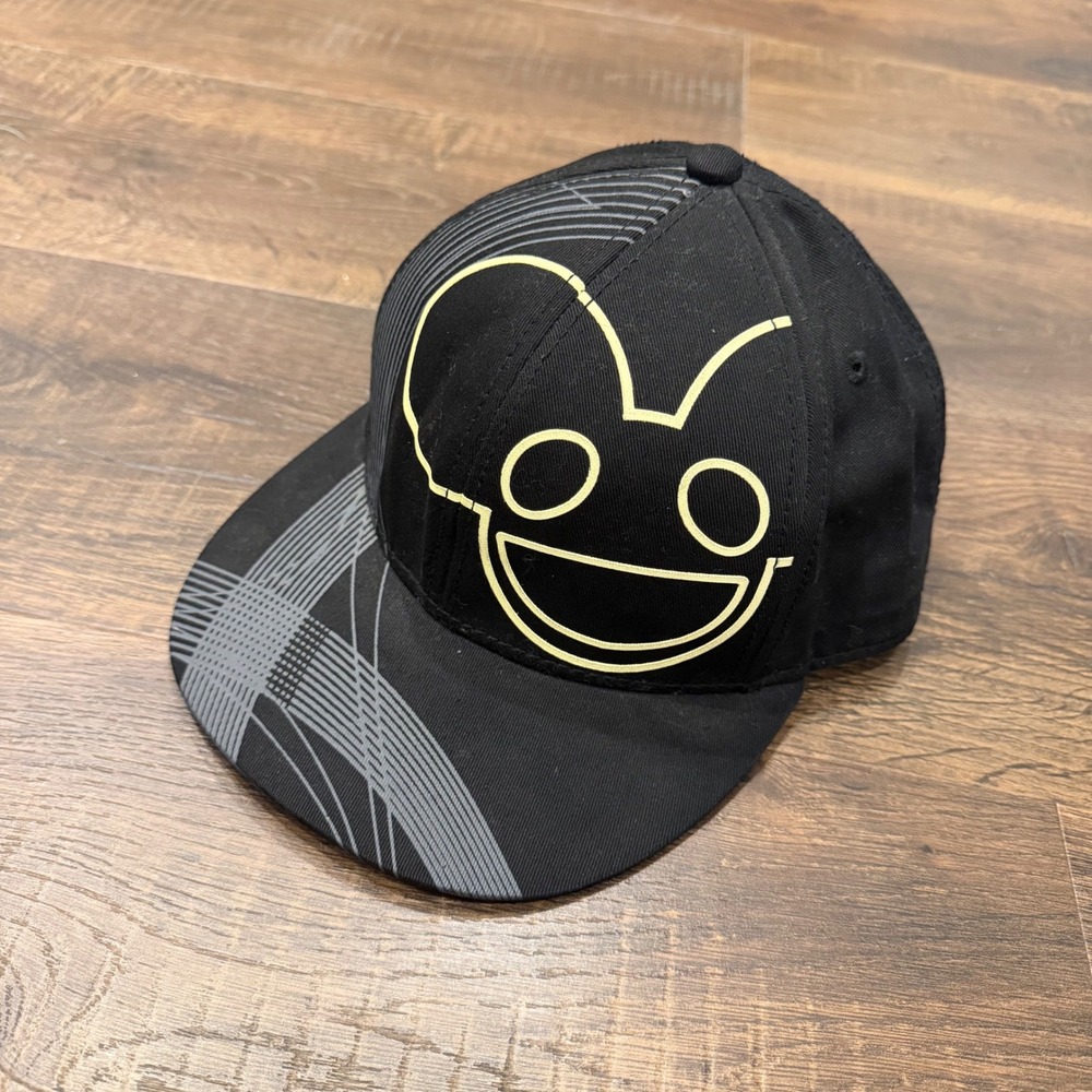 Deadmau5 2011 Men's Black Neon Yellow Logo Snapback Hat Adjustable EDM DJ
